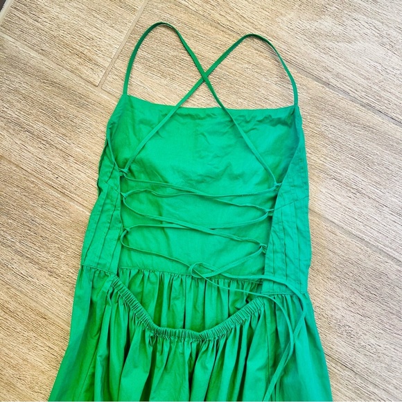 Posse Alexis Dress Topaz Green Strappy Back Maxi Sundress Tiered Cotton XS 0 2 - Picture 7 of 11
